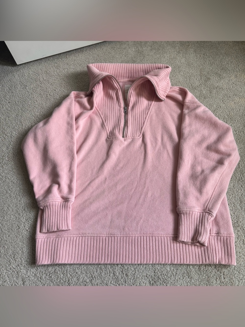Light Pink Aerie Quarter Zip Pullover Sweatshirt